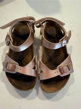 Birkenstock Kids Rose Gold Two-Strap Ankle Sandals